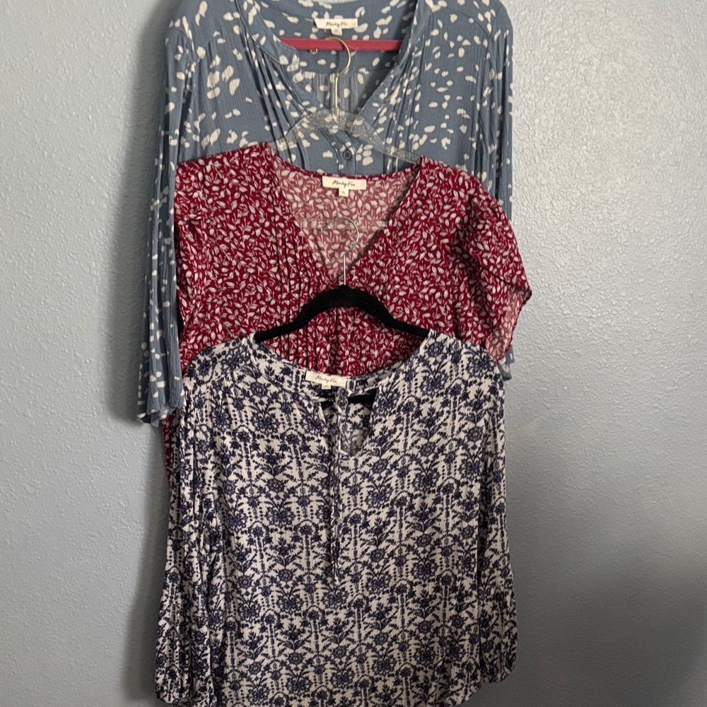 Stylish Women's Blouses in Blue, Red, and Black Patterns